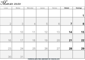 Calendario marzo 2020 Con Festivos PDF