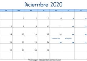 Calendario-diciembre-2020-Con-Festivos-Palabra