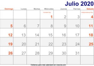 Calendario-julio-2020-Con-Festivos-Imprimir