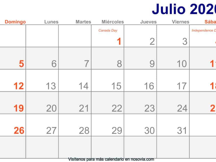 Calendario-julio-2020-Con-Festivos-Imprimir