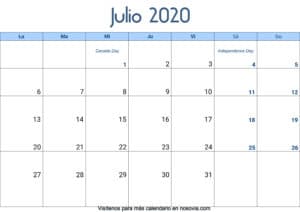 Calendario-julio-2020-Con-Festivos-Palabra