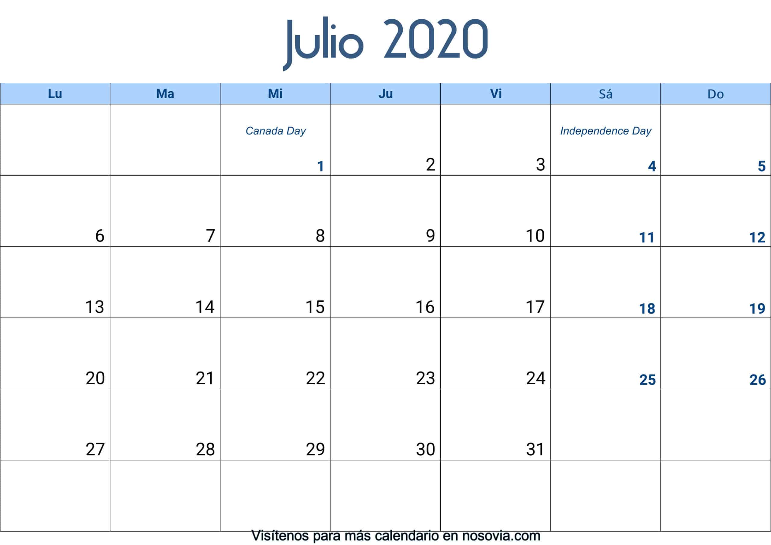 Calendario-julio-2020-Con-Festivos-Palabra