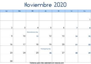 Calendario-noviembre-2020-Con-Festivos-Palabra